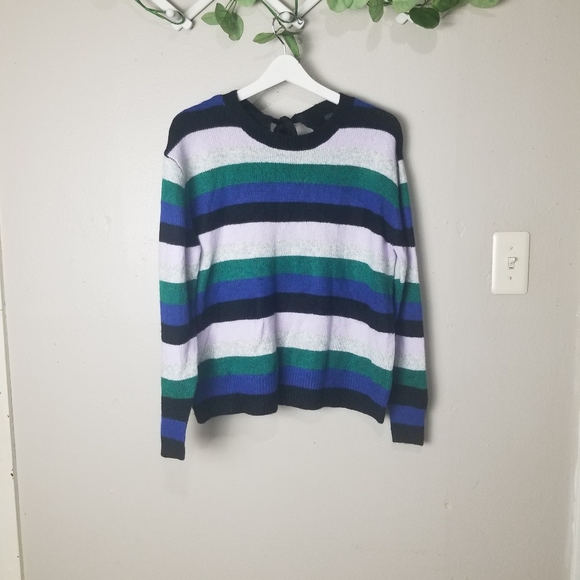 Halogen Rachel striped bow tie back sweate…